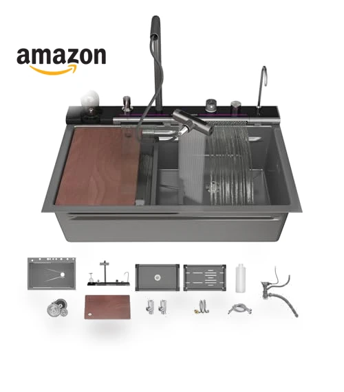 Double Waterfall Kitchen Sink — Single Basin Sinks, FVVJVV