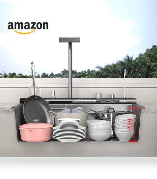 Double Waterfall Kitchen Sink — Single Basin Sinks, FVVJVV