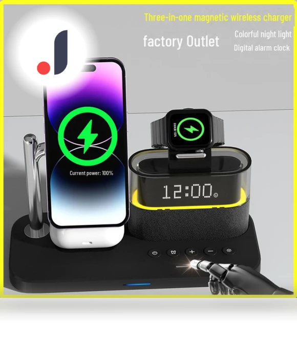 Magnetic Wireless Charger with Colorful Touch Night Light and Alarm — Chargers, Best Electronics