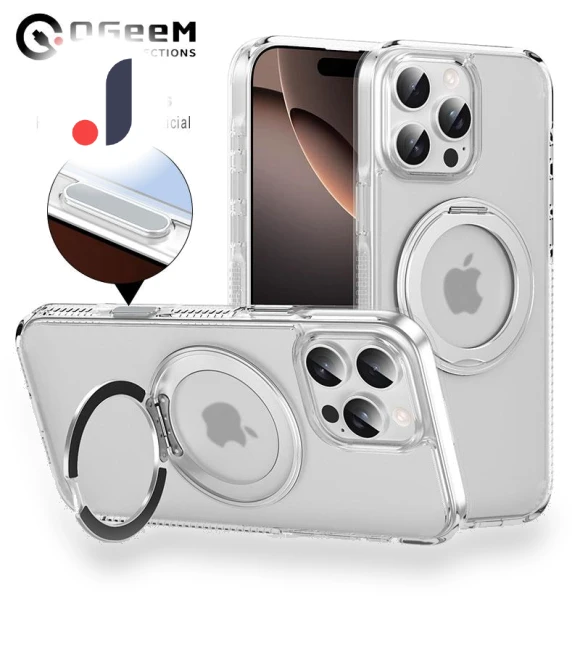 360° Rotating Bracket Magnetic Clear Case with Touch Buttons — Phone Accessories, QGeeM