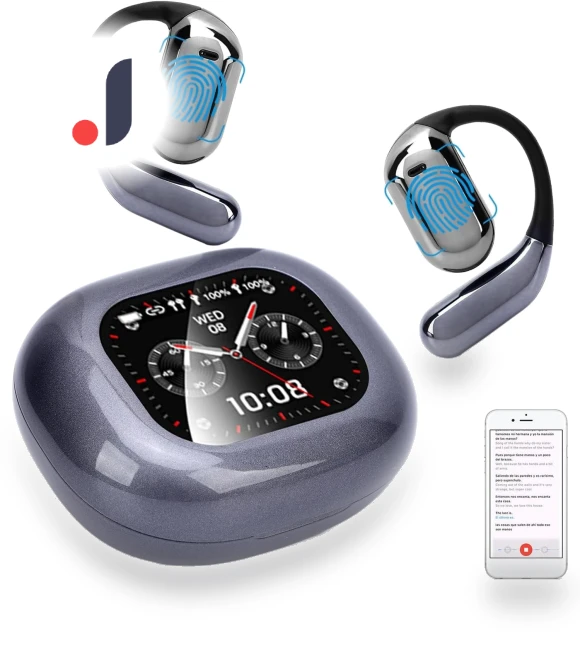 AI Translator Earbuds with Touch Screen — Language Translators, Junmaocun