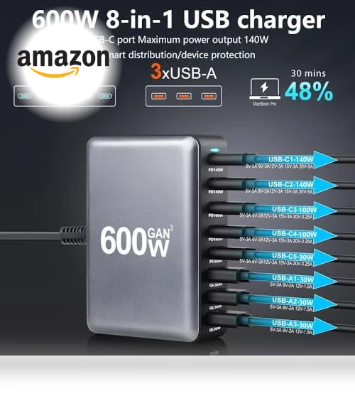 8 Port USB C Fast Charging Station — Chargers, Perhanmm