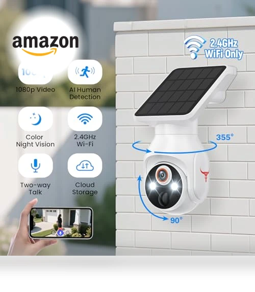 WiFi Security Camera with Solar Panel — Smart Home Security, SizzChat