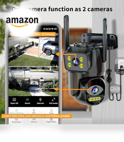 Dual Lens WiFi Security Camera Outdoor — Security Cameras