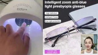 Smart zoom reading glasses, 100°-700° adjustable, anti-blue light and anti-radiation