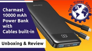 Charmast 10000mAh USB-C Power Bank with Built-in Cables - Unboxing & Review