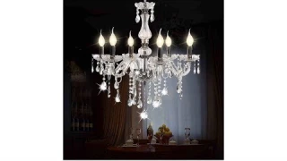 Chandelier Modern K9 Crystal 6 Lights Clear Raindrop Ceiling Light