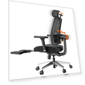 Ergonomic Chair with Footrest, Auto-Following Backrest Headrest, Adaptive Lower Back Support — गेमिंग चेयर्स, NEWTRAL