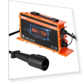 48 Volt 15 AMP Golf Cart Smart Battery Charger for Club Car 3-Pin Round — Battery Chargers, VEVOR