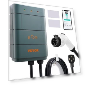 Level 2 Electric Vehicle Charging Station, 0-40A Adjustable, 9.6 kW 240V NEMA 14-50 Plug Smart EV Charger with WiFi — EV Charging Solutions, VEVOR