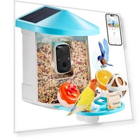 Smart Bird Feeder with Camera 2K HD, Solar-Powered — Bird Feeders, VEVOR