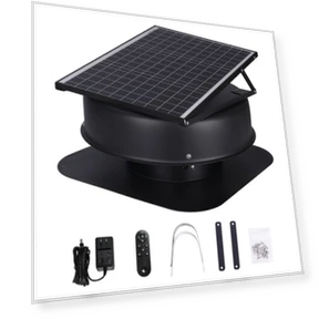 Solar Attic Fan 40W 1230 CFM with Smart Adapter — Ceiling Fans, VEVOR