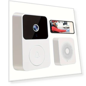 Sleek White Smart Doorbell Camera with HD Video & Night Vision — Smart Home Security