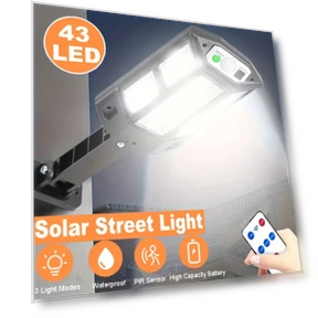 Solar Wall Light with Motion Sensor and Remote Control - 43 LED — Outdoor Security & Flood Lighting