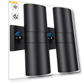 Modern Outdoor Wall Light With Sensor, Exterior Light Fixture Wall Mount Anti-rust Cylinder, Up And Down Black Sconces,... — Outdoor Wall Lighting, Tobusa