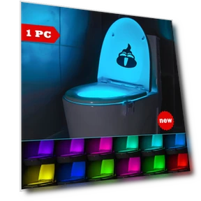 Motion Sensor Toilet Light, 16 Colors, Battery-powered, Wall-mounted Bathroom Night Light — Night Lights, Setonr