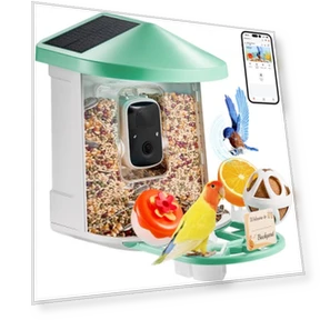 Smart Bird Feeder with Camera 2K HD AI Identify Bird Species Solar-Powered — Outdoor & Wildlife Cameras, VEVOR