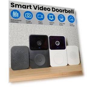 Sleek White Smart Doorbell Camera with HD Video & Night Vision — Smart Home Security