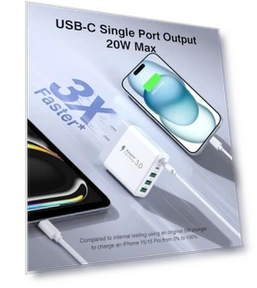 50W 5-Port USB C Wall Charger Fast Charging Block — Charging Solutions, BOVICAS