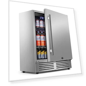 Outdoor Refrigerator 24 Inch Wide, Stainless Steel Beverage Refrigerator 176 Can — Mini Fridges, Tylza