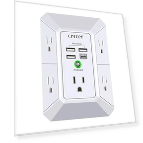 Surge Protector with 5 Outlet Extender and 4 USB Charging Ports — Power Solutions & Surge Protection, QINLIANF