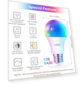 Color Changing Smart WiFi Light Bulbs — LED, Linkind