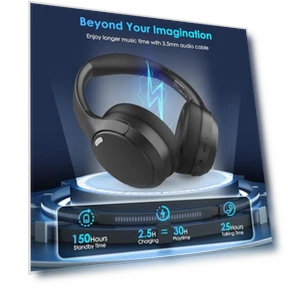 Wireless Over Ear Headphones with HiFi Stereo Microphone — In-Ear Headphones, Pointcinco