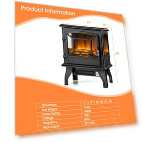 Electric Fireplace Stove — Portable Heating Solutions, Tangkula