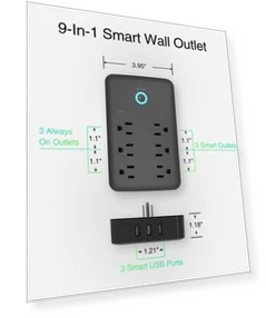 Smart Plug Outlet Extender with USB Wall Charger — Power Solutions & Surge Protection, GHome