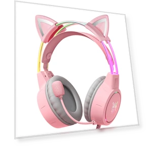 Wired Gaming Headphones - Pink Cat Ear — Gaming Headsets, ONIKUMA