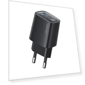 30W USB+USB-C / Type-C डुअल पोर्ट GaN डिजिटल डिस्प्ले चार्जर — बैटरी चार्जर, USAMS