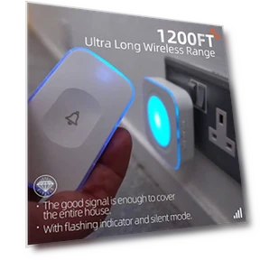 Wireless Doorbell with Flash LED Light — Chimes, JSIEEM