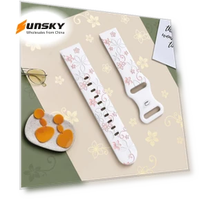 Two Color Bauhinia Embossed Silicone Watch Band — Girls' Watch Straps