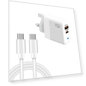 GaN PD 45W + USB चार्जर टाइप-सी से टाइप-सी डेटा केबल के साथ — चार्जर और एडाप्टर
