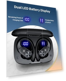 Bluetooth Headphones Wireless Earbuds with Digital Display — In-Ear Headphones, PocBuds
