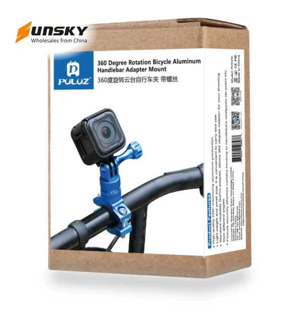 360 Degree Rotation Bike Aluminum Handlebar Adapter Mount — Mounts & Clamps, PULUZ