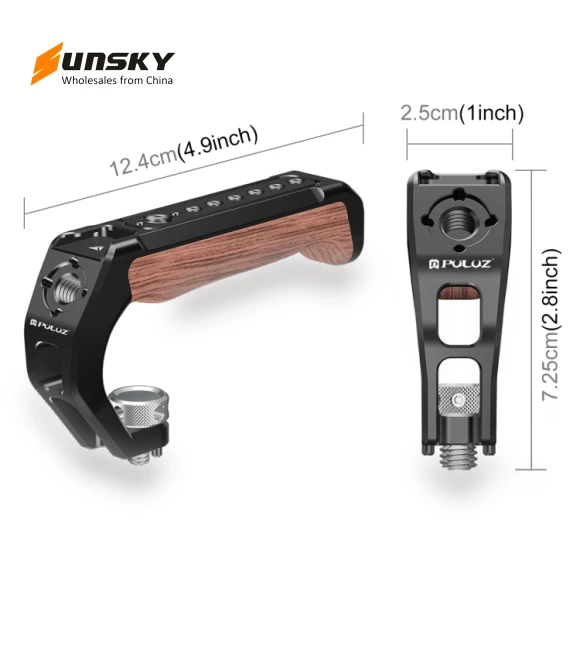 Arri Metal Wooden Top Handle with Cold Shoe Mount — Battery Grips, PULUZ