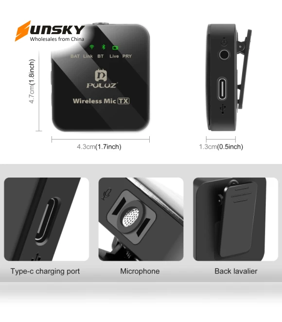Wireless Lavalier Microphone for Type-C Phone — Audio Capture Devices, PULUZ