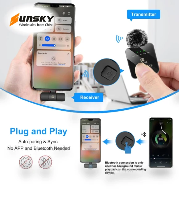 Wireless Lavalier Microphone for Type-C Phone — Audio Capture Devices, PULUZ