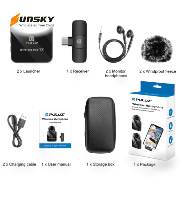 Wireless Lavalier Microphone for Type-C Phone — Audio Capture Devices, PULUZ