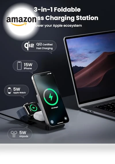 3-in-1 Wireless Charger Charging Station — Chargers & Adapters, Dongguan Yuanhaoxun Technology Co., Ltd.