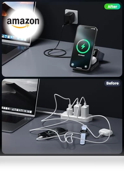 3-in-1 Wireless Charger Charging Station — Chargers & Adapters, Dongguan Yuanhaoxun Technology Co., Ltd.