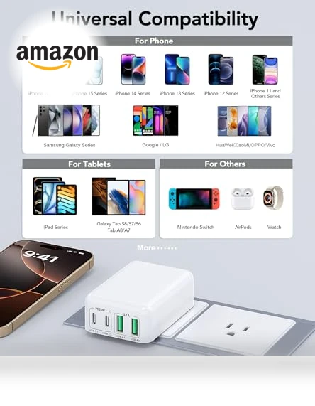 40W 4-Port Foldable USB C Wall Charger — Chargers, Qwinjwin