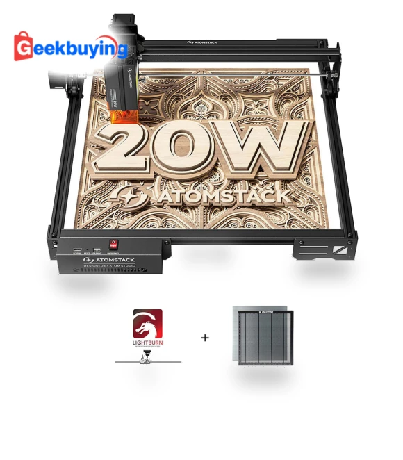 20W Laser Engraver with Laser Bed and Software License — Engraving Equipment & Accessories, ATOMSTACK