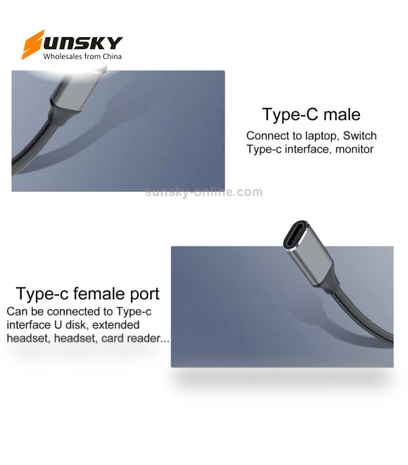USB-C Male to USB-C Female Adapter Cable — USB