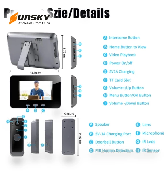 PIR Night Vision 2.4G Video Intercom Doorbell — Smart Home Security