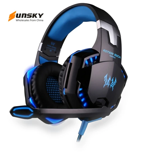Over-ear Gaming Headset with Mic and LED Light — Headsets, KOTION EACH