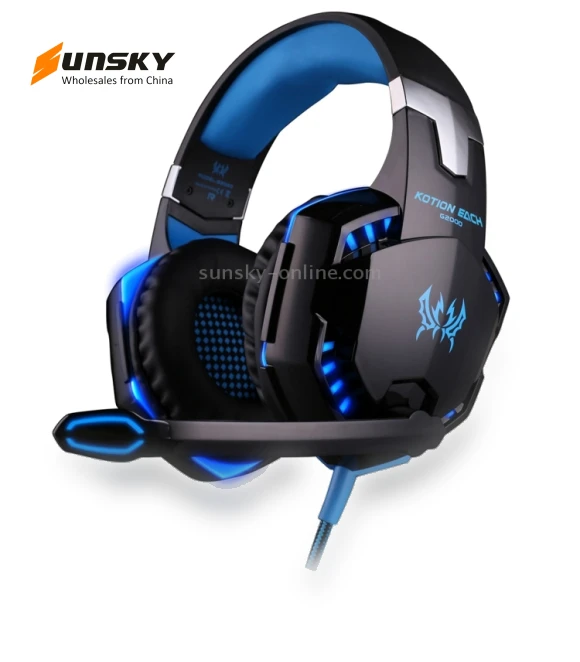 Over-ear Gaming Headset with Mic and LED Light — Headsets, KOTION EACH