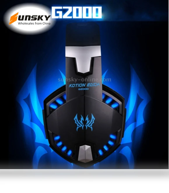 Over-ear Gaming Headset with Mic and LED Light — Headsets, KOTION EACH