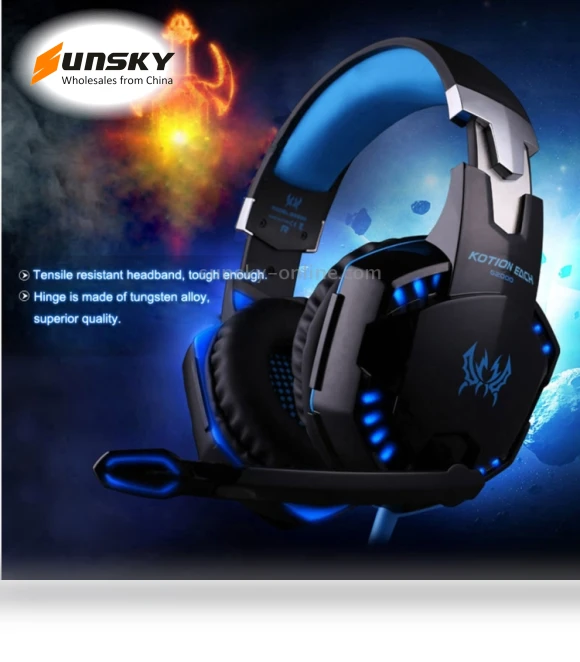 Over-ear Gaming Headset with Mic and LED Light — Headsets, KOTION EACH